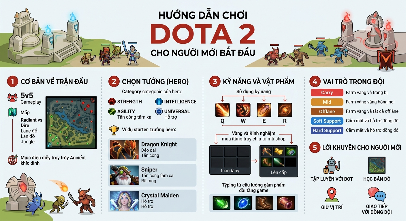 hướng dẫn chơi dota 2 cho người mới bắt đầu